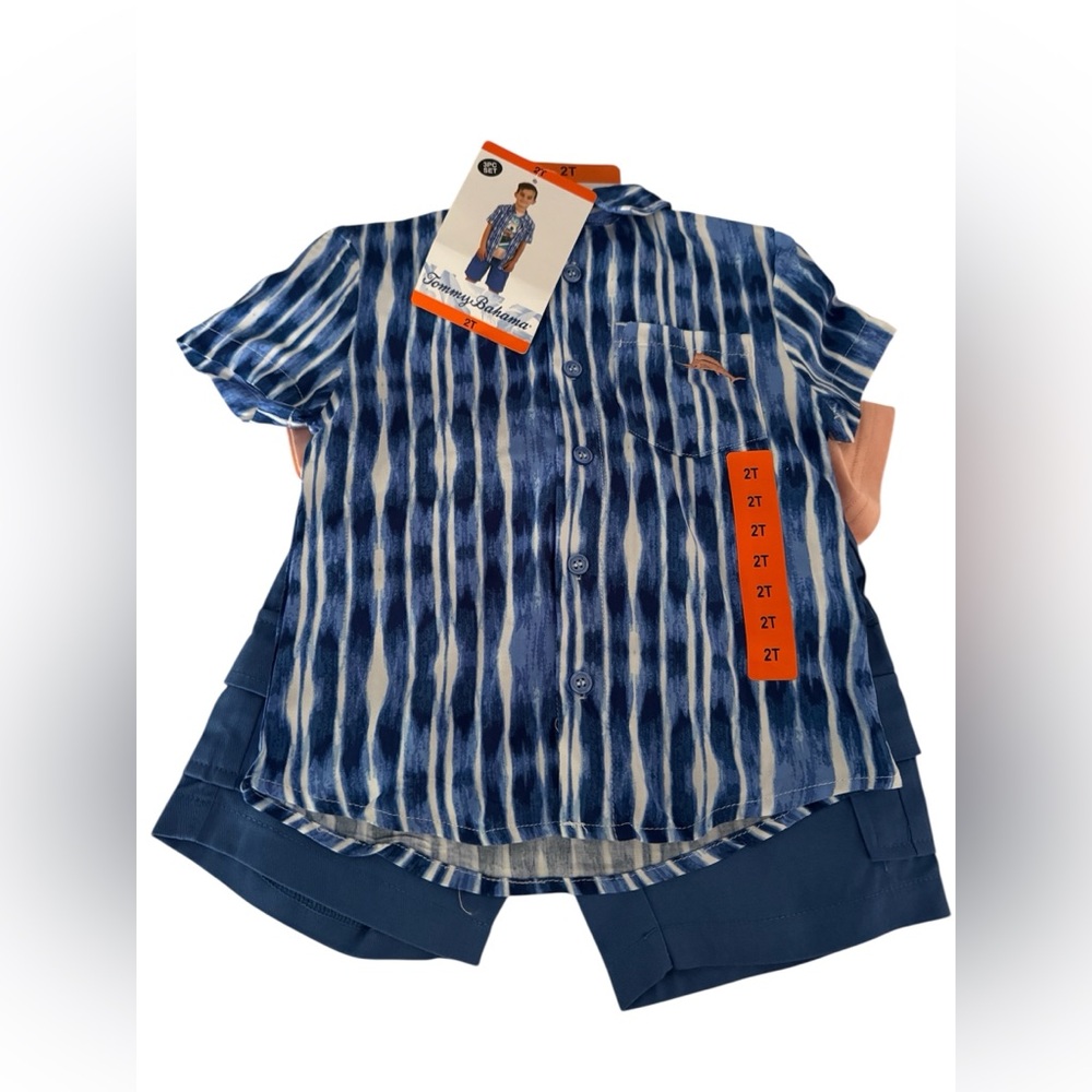 TOMMY BAHAMA Toddler Boys 3 pc Set Size:2 Blue/White/Orange (NWT).